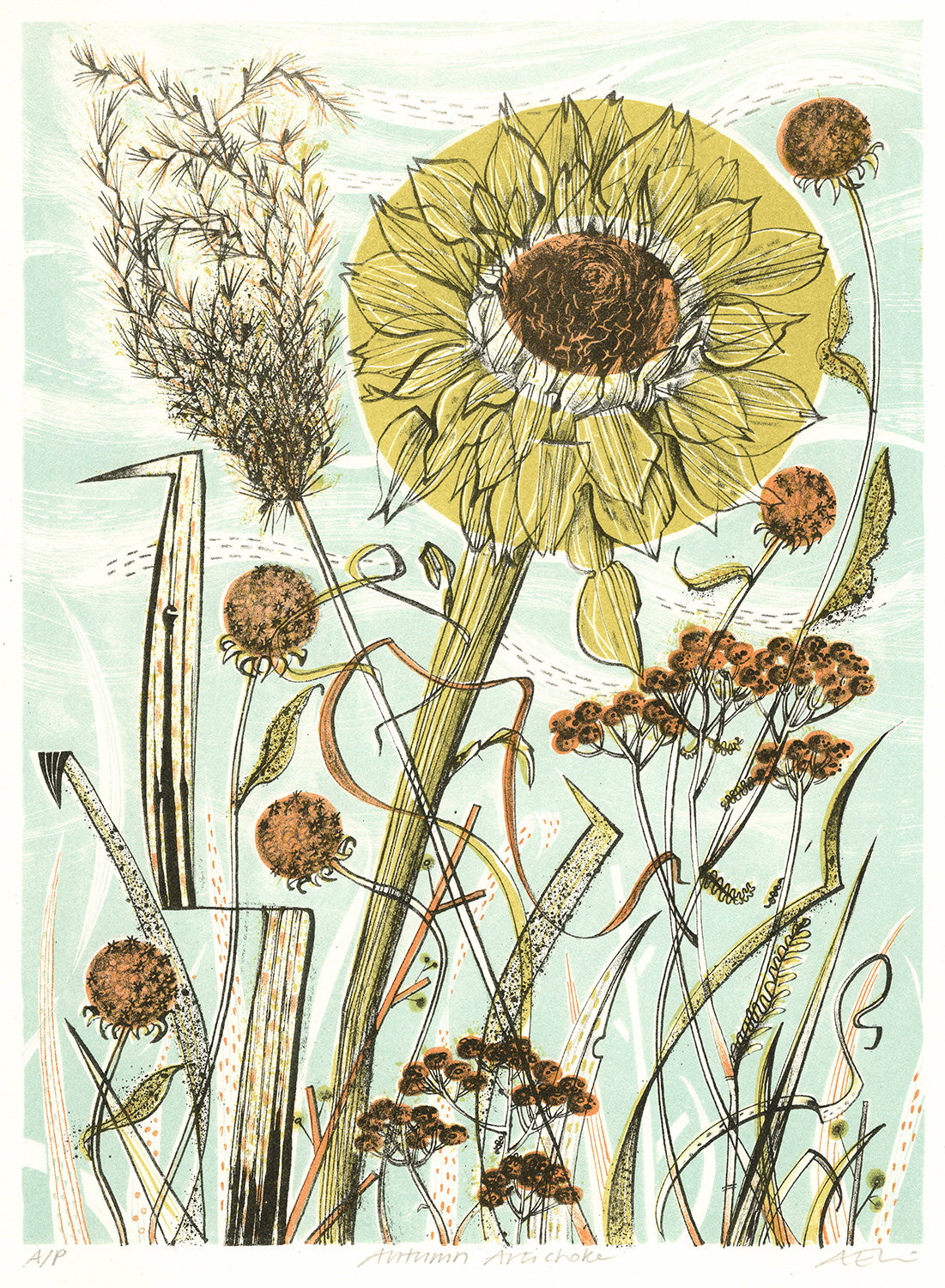 Autumn Artichoke - Angie Lewin - printmaker and painter