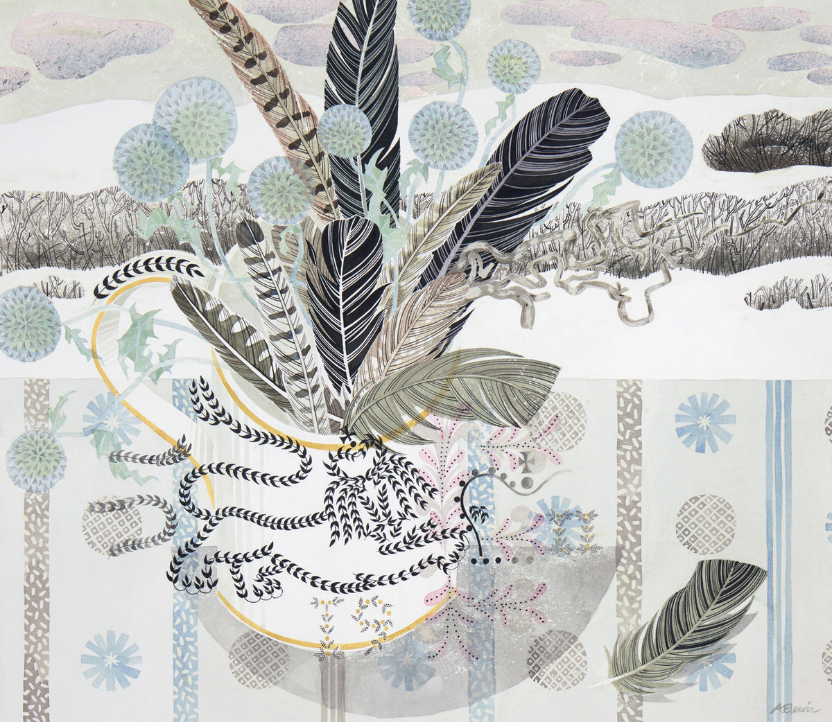 Guyatt Mug, February Snow – watercolour by Angie Lewin