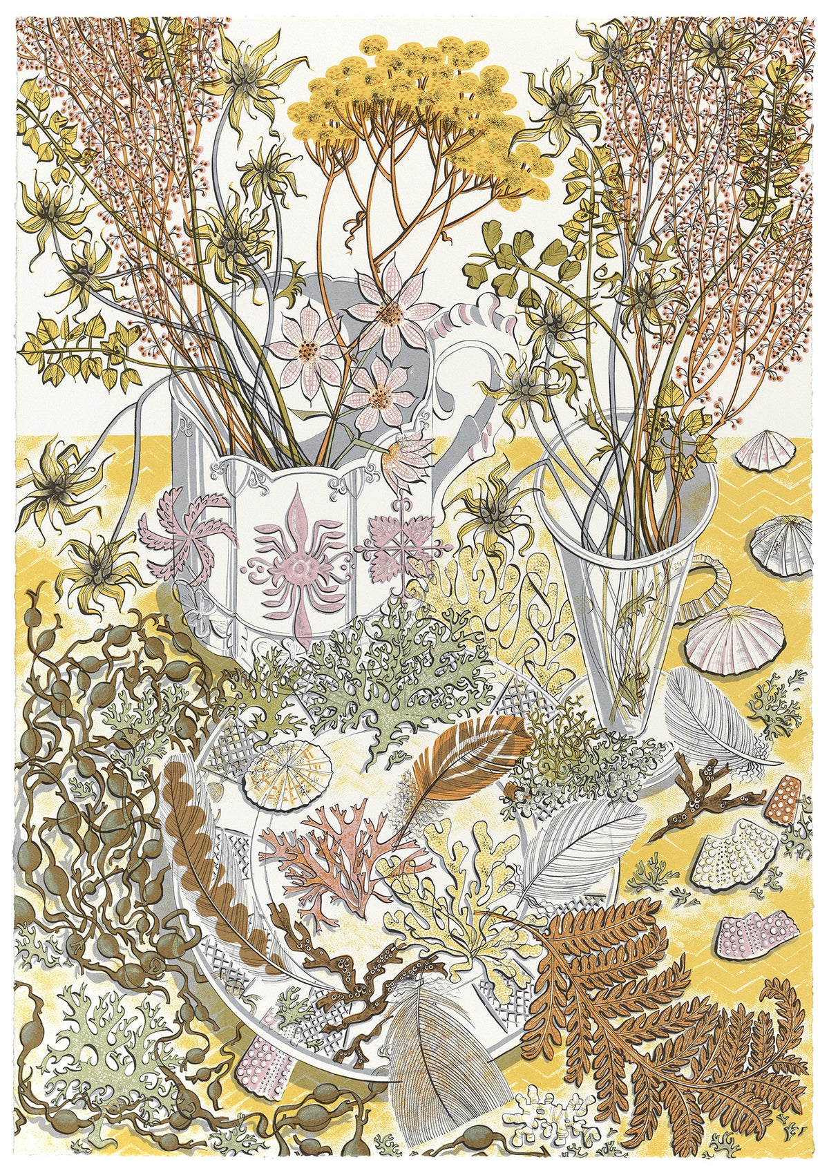 Angie Lewin Nature Study Late Summer still life screenprint