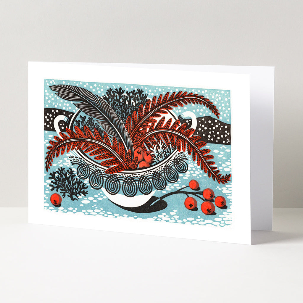Persephone Snow Christmas Card - Angie Lewin - printmaker and painter