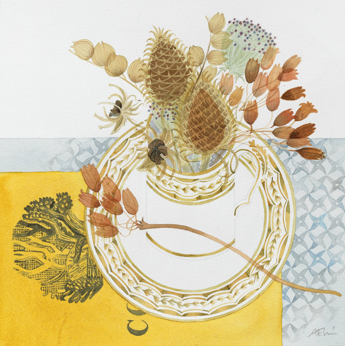 Seedheads and Country Walks 1 – watercolour by Angie Lewin