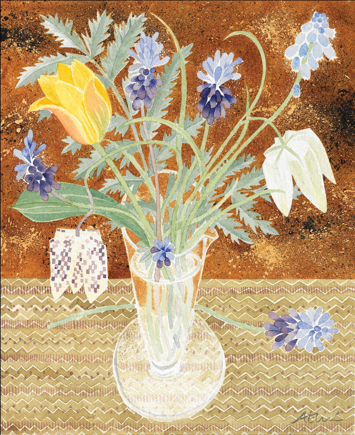 Spring Flowers – watercolour by Angie Lewin