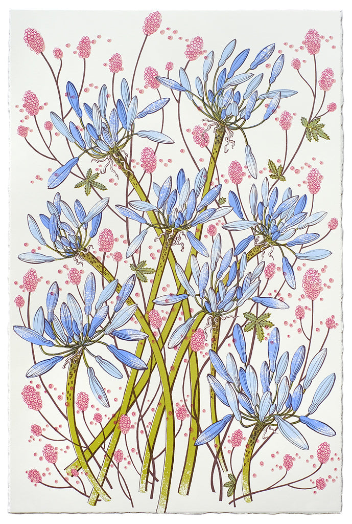 Summer Blue, screenprint by Angie Lewin
