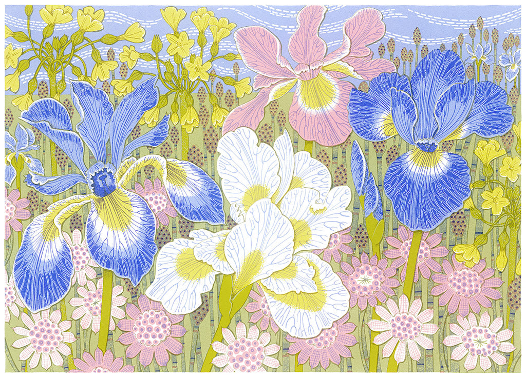 The May Garden, screenprint by Angie Lewin