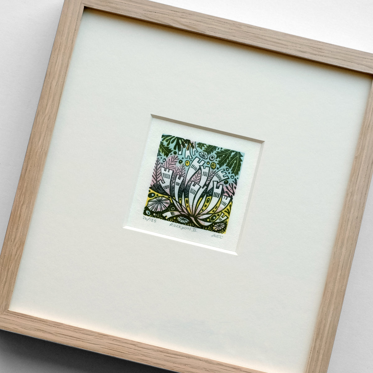 Rockpool II - framed - 26/125 - Angie Lewin - printmaker and painter