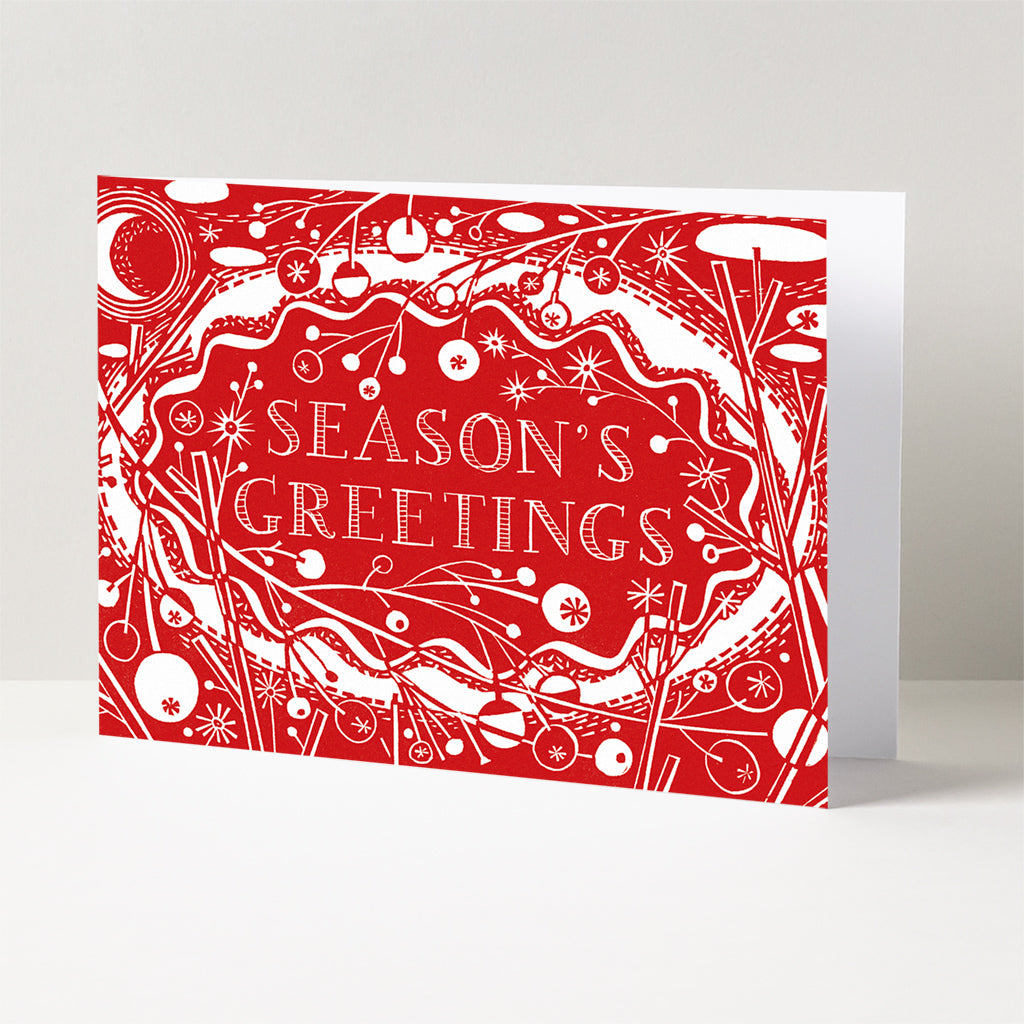 Season's Greetings Christmas Card - Angie Lewin - printmaker and painter