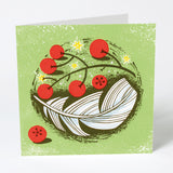 Berries and Feather Christmas Card - Angie Lewin - printmaker and painter