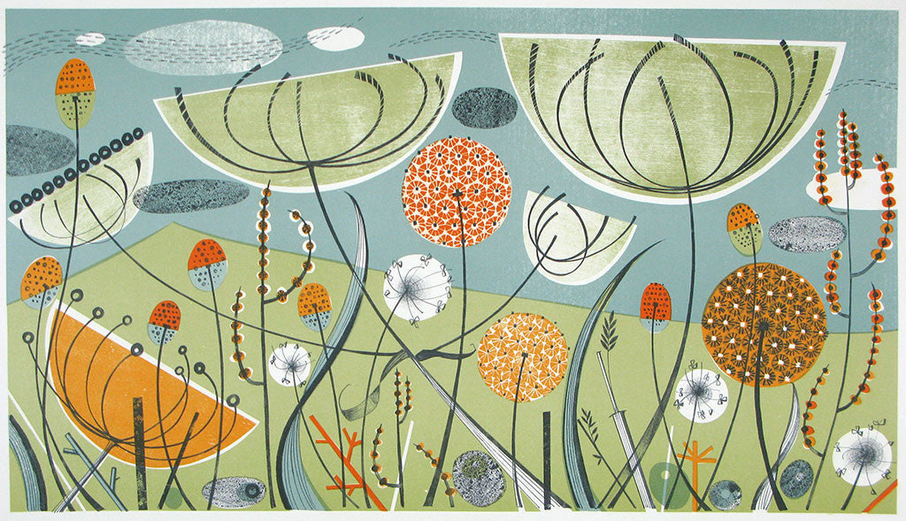 Alliums and Fennel, lithograph by Angie Lewin