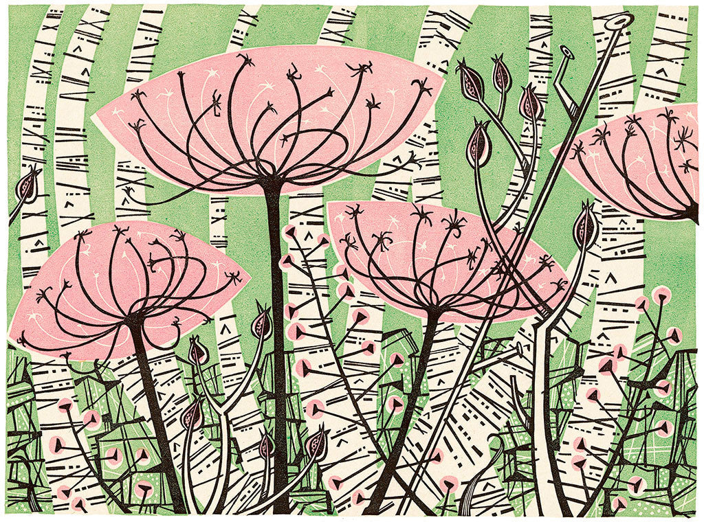 Ballindalloch, linocut by Angie Lewin
