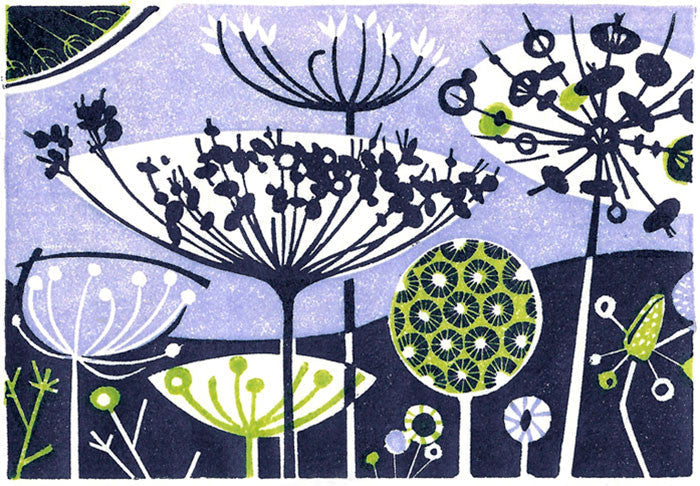 Clifftop II, wood engraving by Angie Lewin