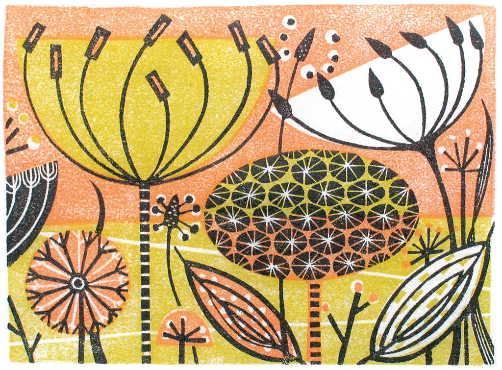 Clifftop III, wood engraving by Angie Lewin