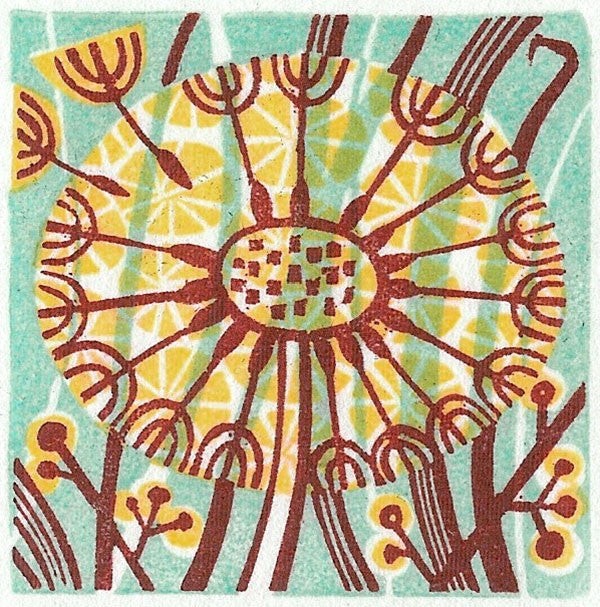 Dandelion IV, wood engraving by Angie Lewin
