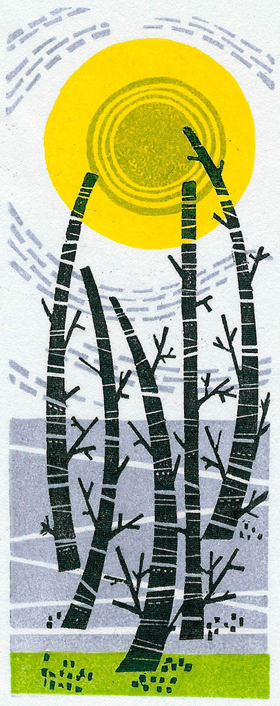 Five Trees, wood engraving by Angie Lewin