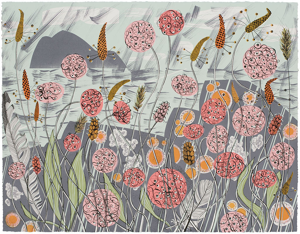 Lichen & Thrift, screenprint by Angie Lewin