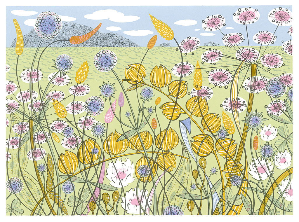 Machair, screenprint by Angie Lewin