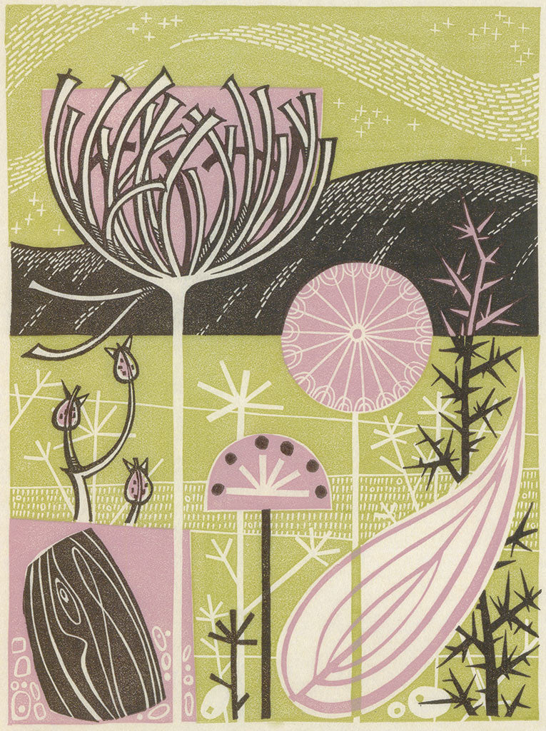Moonlit Loch, linocut by Angie Lewin