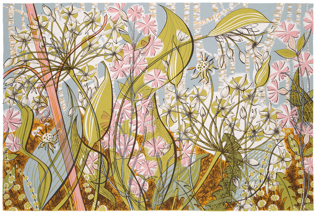 Ramsons and Campion, screenprint by Angie Lewin