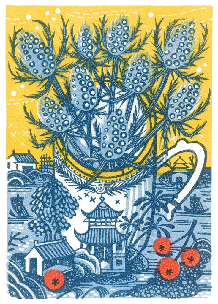 Sea Holly, wood engraving by Angie Lewin