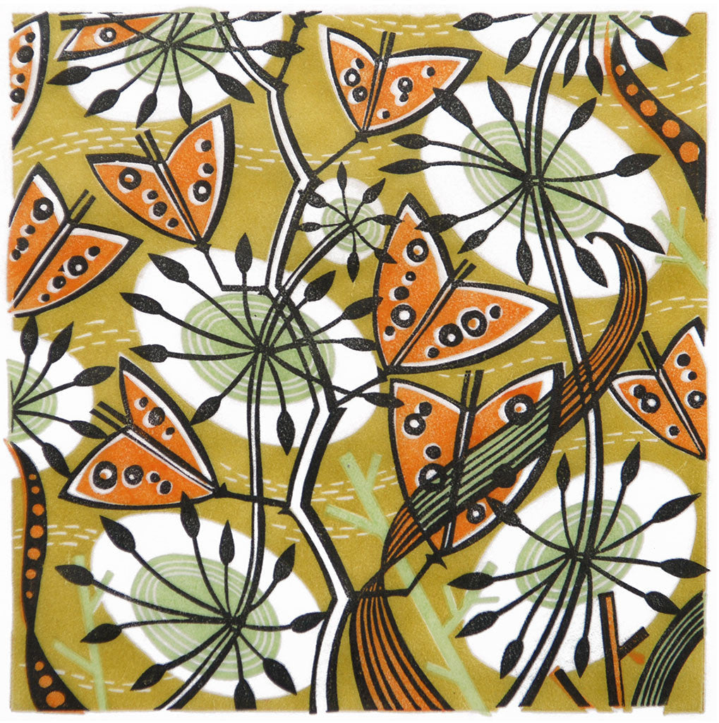 Shepherd's Purse, linocut by Angie Lewin