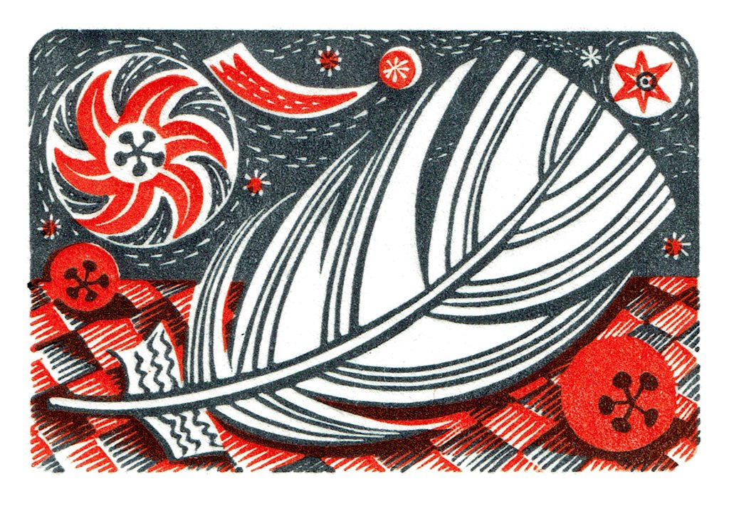 Star and Feather, wood engraving by Angie Lewin