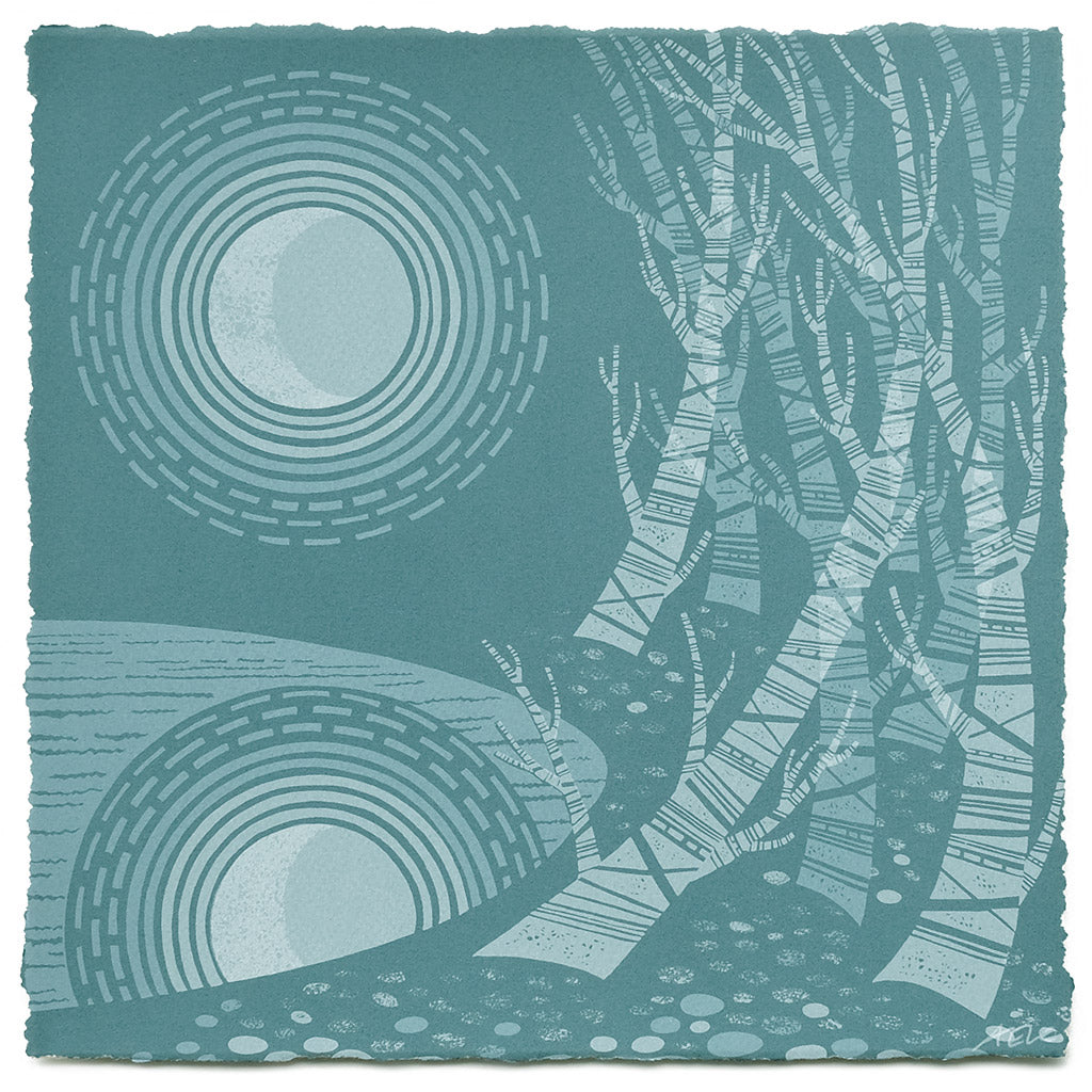 For The Moon and the Trees - Angie Lewin - printmaker and painter