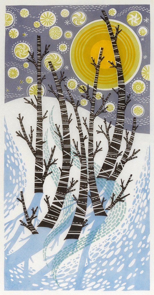 Snow Birches - Angie Lewin - printmaker and painter