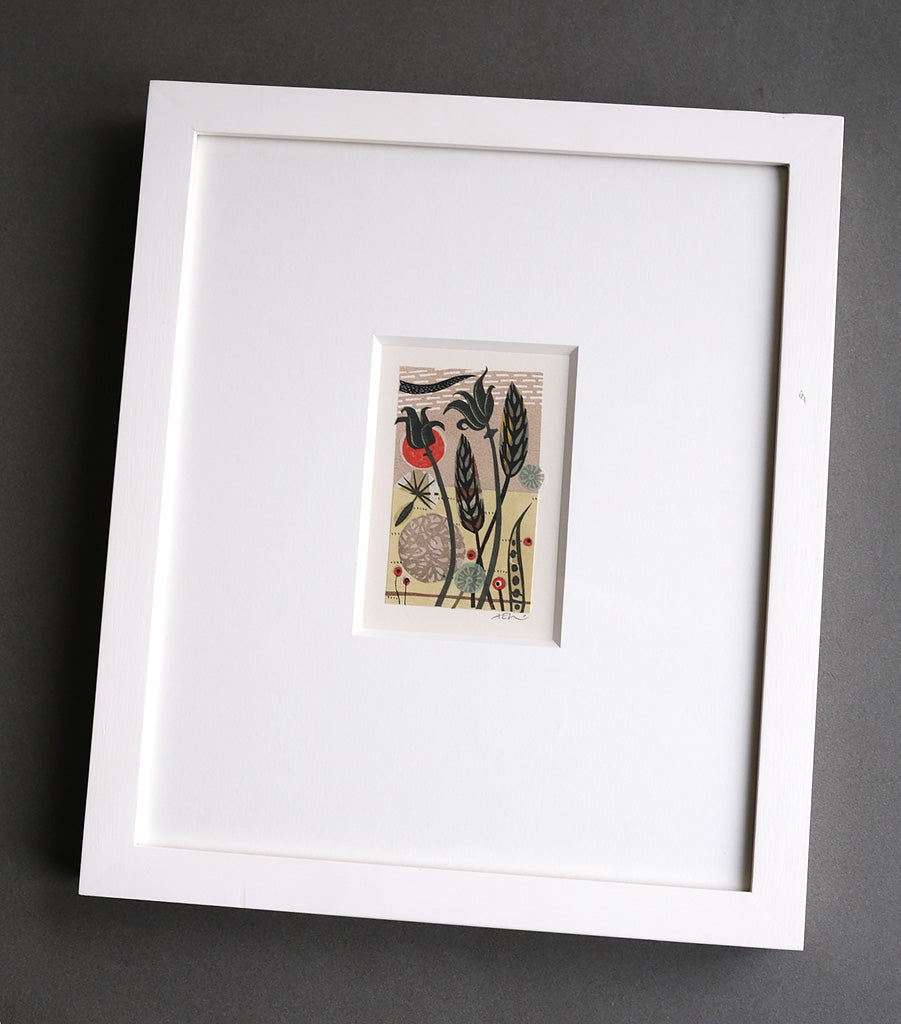 Beyond The Fence - framed - Angie Lewin - printmaker and painter