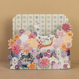 Dahlias and Dogs 3D Die-Cut Card - Angie Lewin - printmaker and painter
