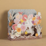 Zebra, Dahlias and Feathers 3D Die-Cut Card - Angie Lewin - printmaker and painter