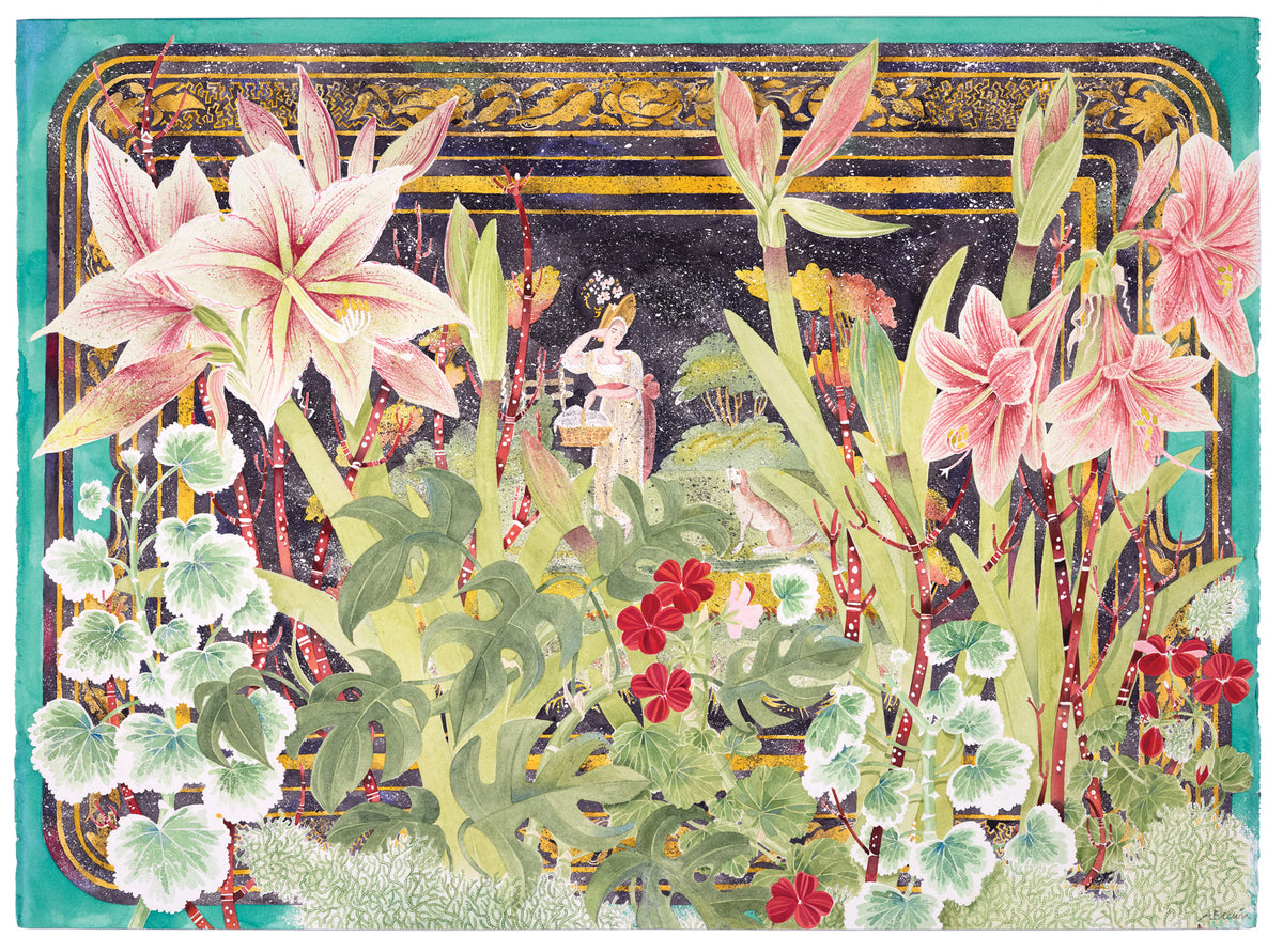 Amaryllis and Black Tray