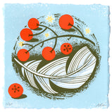 Berries and Feather - Angie Lewin - printmaker and painter