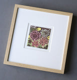 Dahlias and Anemones - framed - 12/125 - Angie Lewin - printmaker and painter