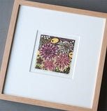 Dahlias and Anemones - framed - 12/125 - Angie Lewin - printmaker and painter