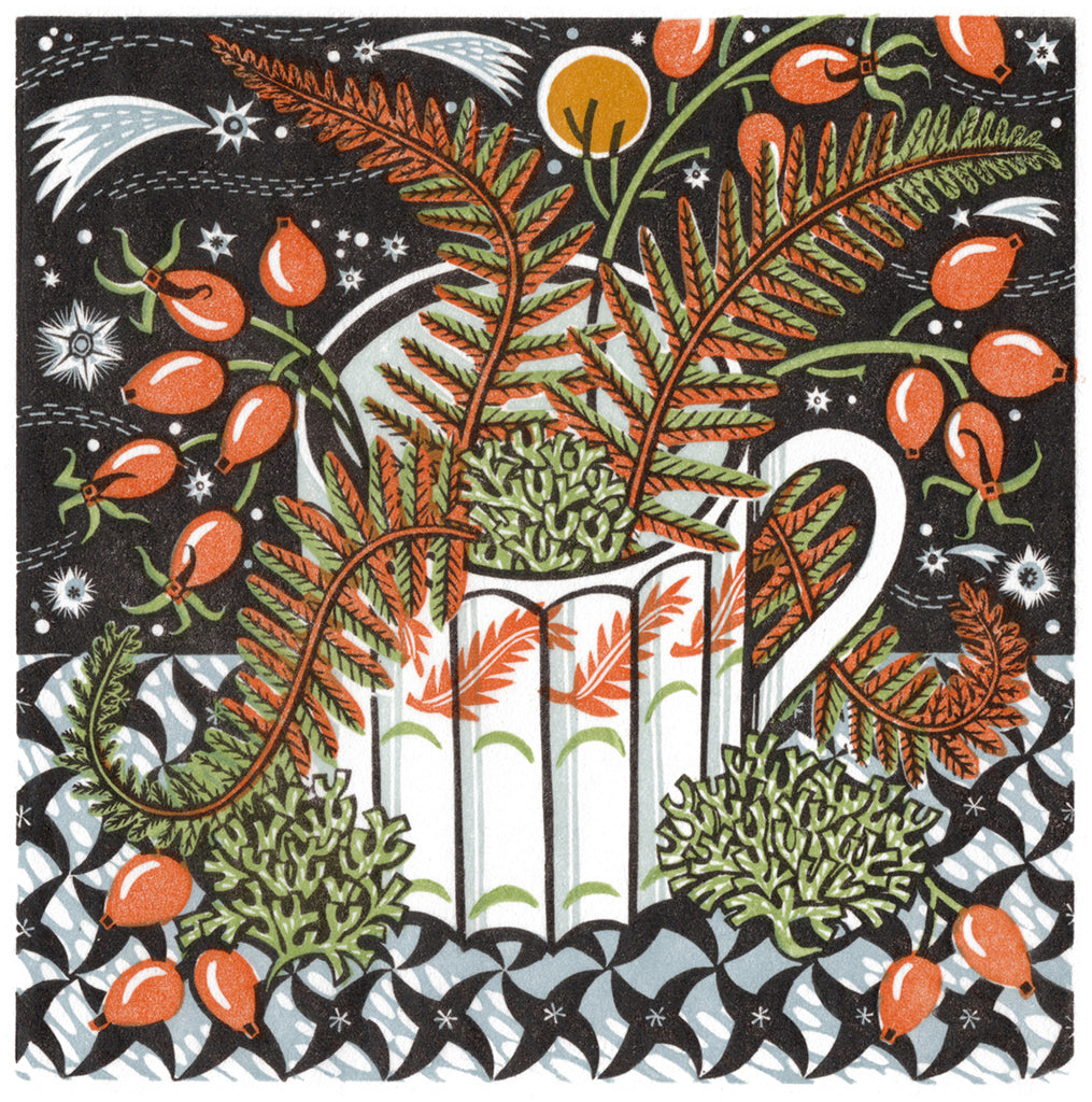 Fern Cup, wood engraving by Angie Lewin
