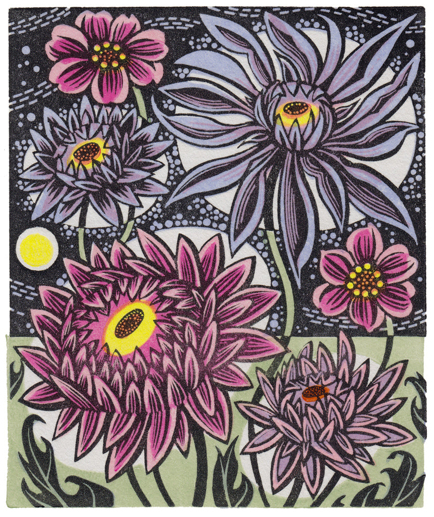 Night Garden, wood engraving by Angie Lewin