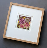 Dahlias and Anemones - framed - Angie Lewin - printmaker and painter