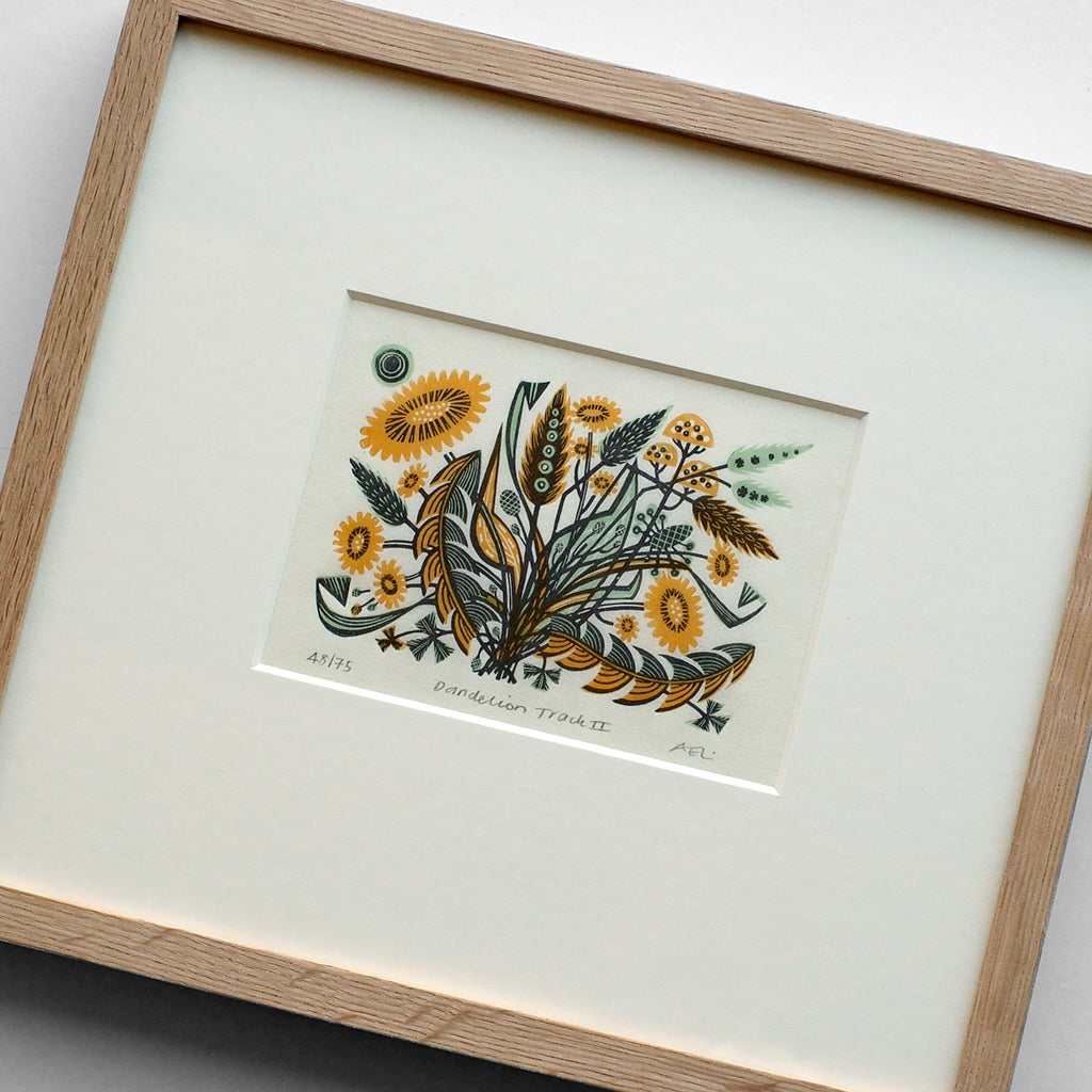 Dandelion Track II - framed - 48/75 - Angie Lewin - printmaker and painter
