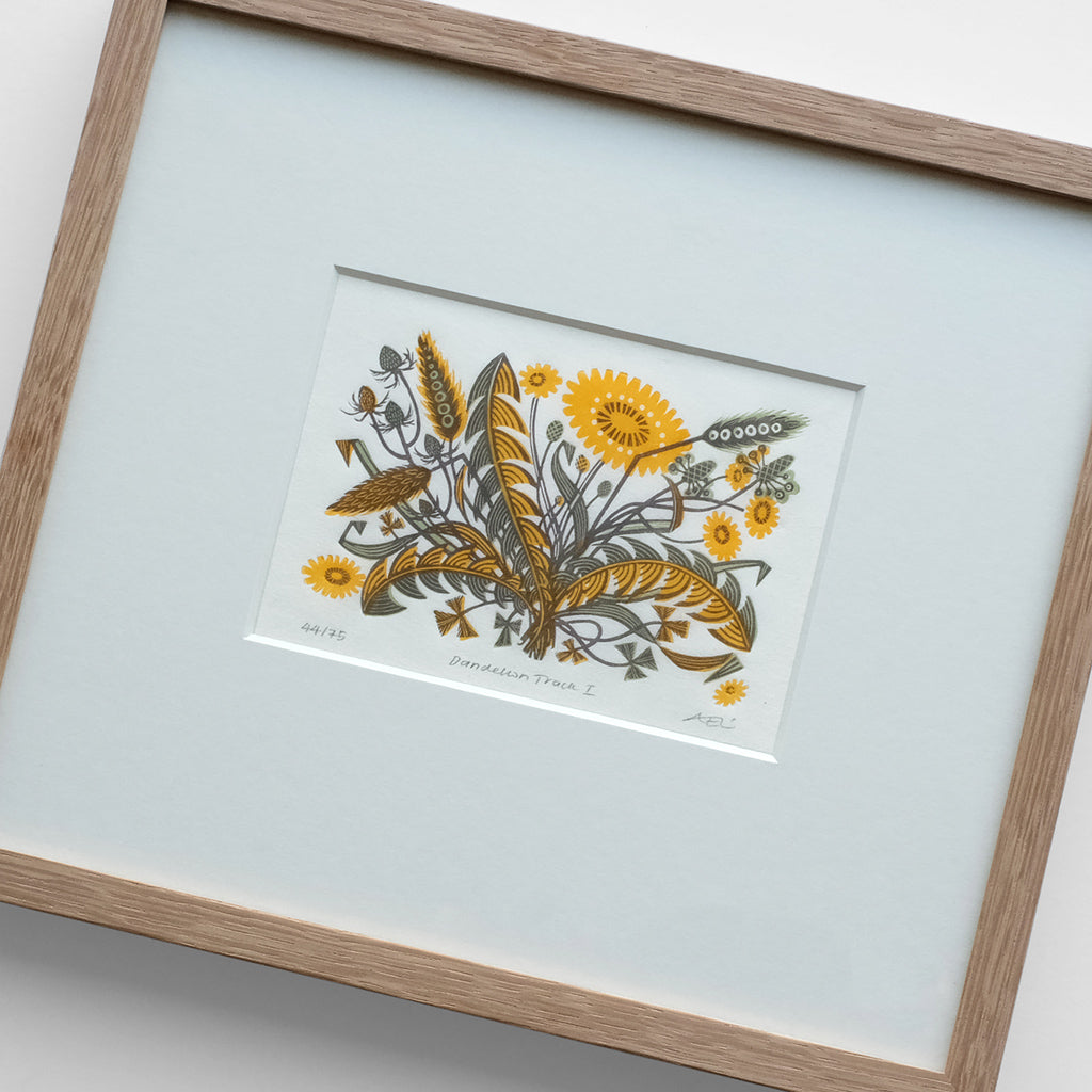 Dandelion Track I - framed - 44/75 - Angie Lewin - printmaker and painter