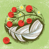 Berries and Feather Christmas Card - Angie Lewin - printmaker and painter