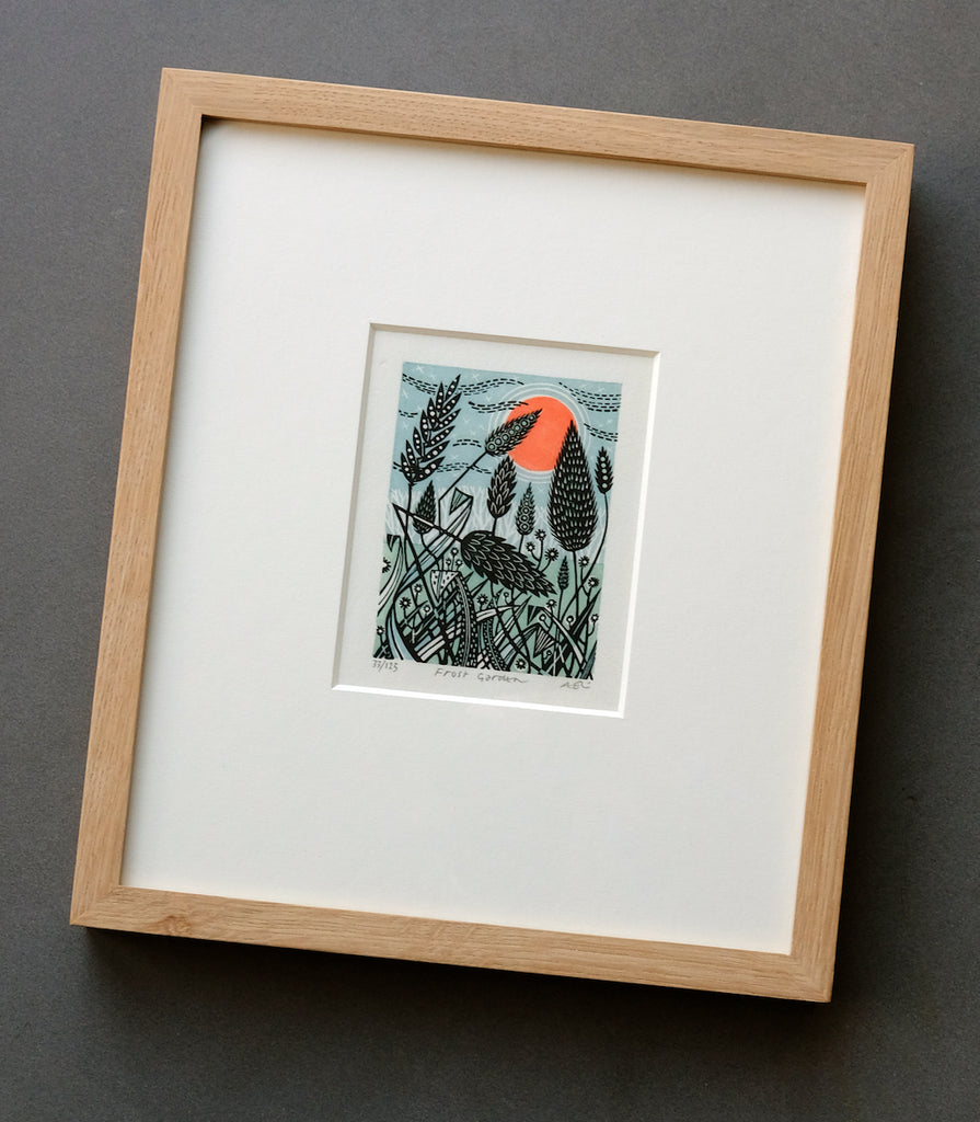 Frost Garden - framed - Angie Lewin - printmaker and painter