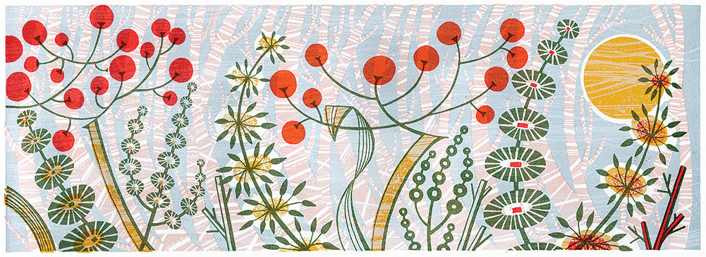 Spey Snow, screenprint by Angie Lewin