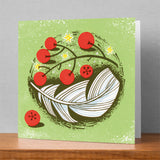 Berries and Feather Christmas Card - Angie Lewin - printmaker and painter