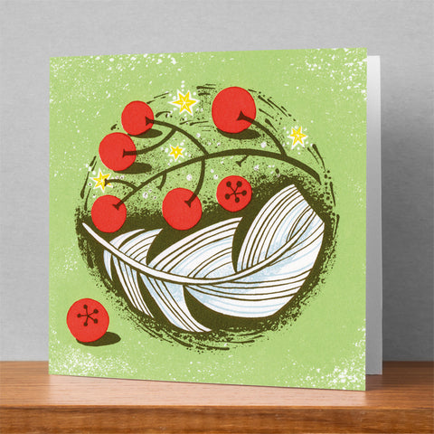Berries and Feather Christmas Card