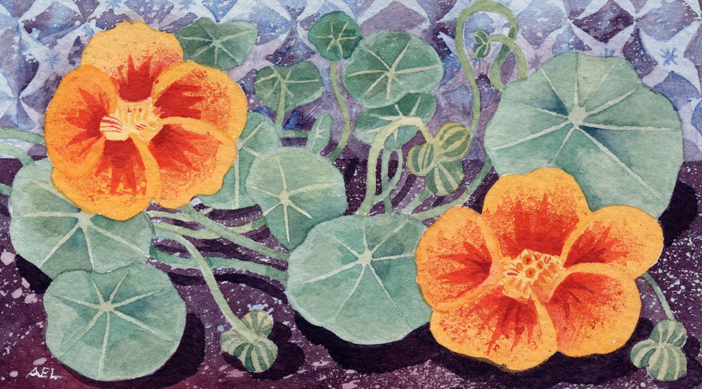 Autumn Nasturtiums - Angie Lewin - printmaker and painter