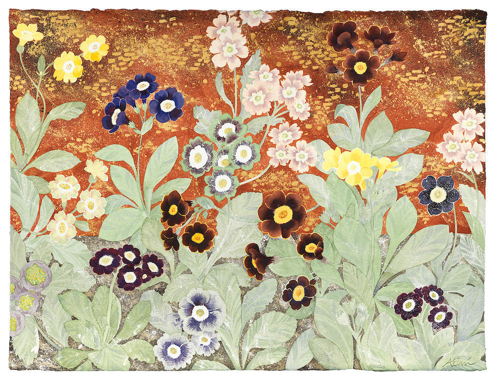 Auricula Tapestry - Angie Lewin - printmaker and painter