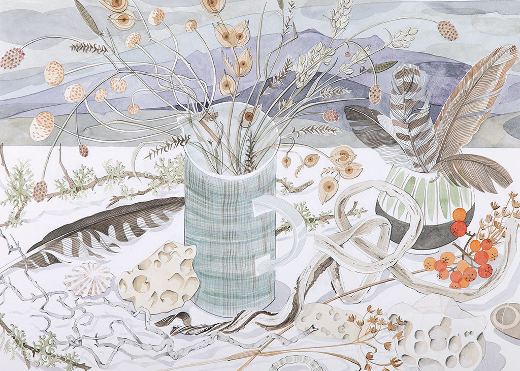 Beach and Moor Still Life - Angie Lewin - printmaker and painter