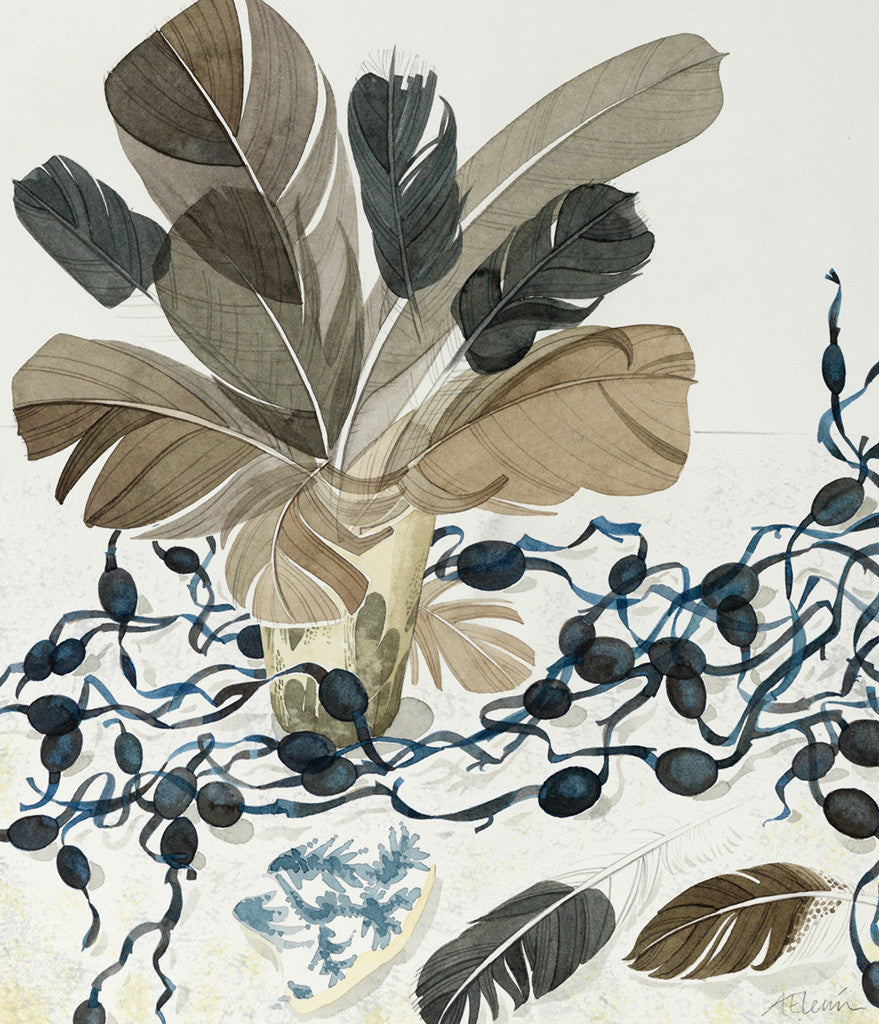 Berneray Blue, Horn Beaker - Angie Lewin - printmaker and painter