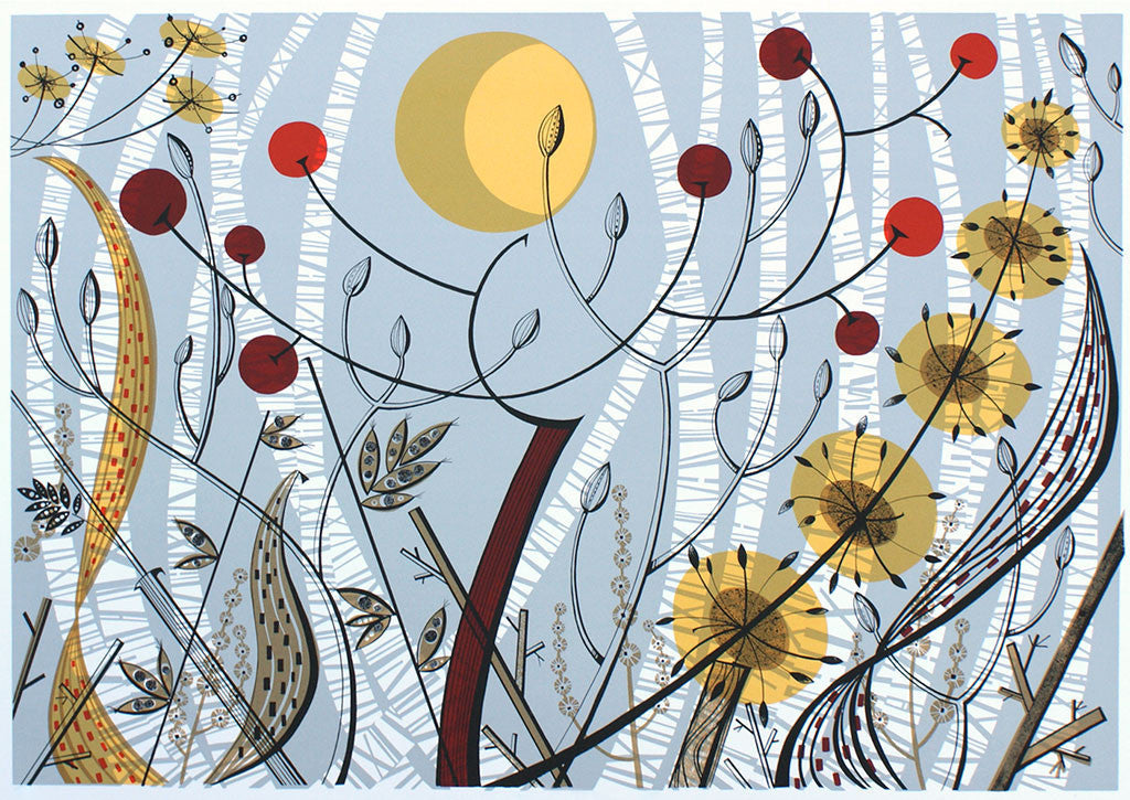 Birches Ballindalloch, screenprint by Angie Lewin