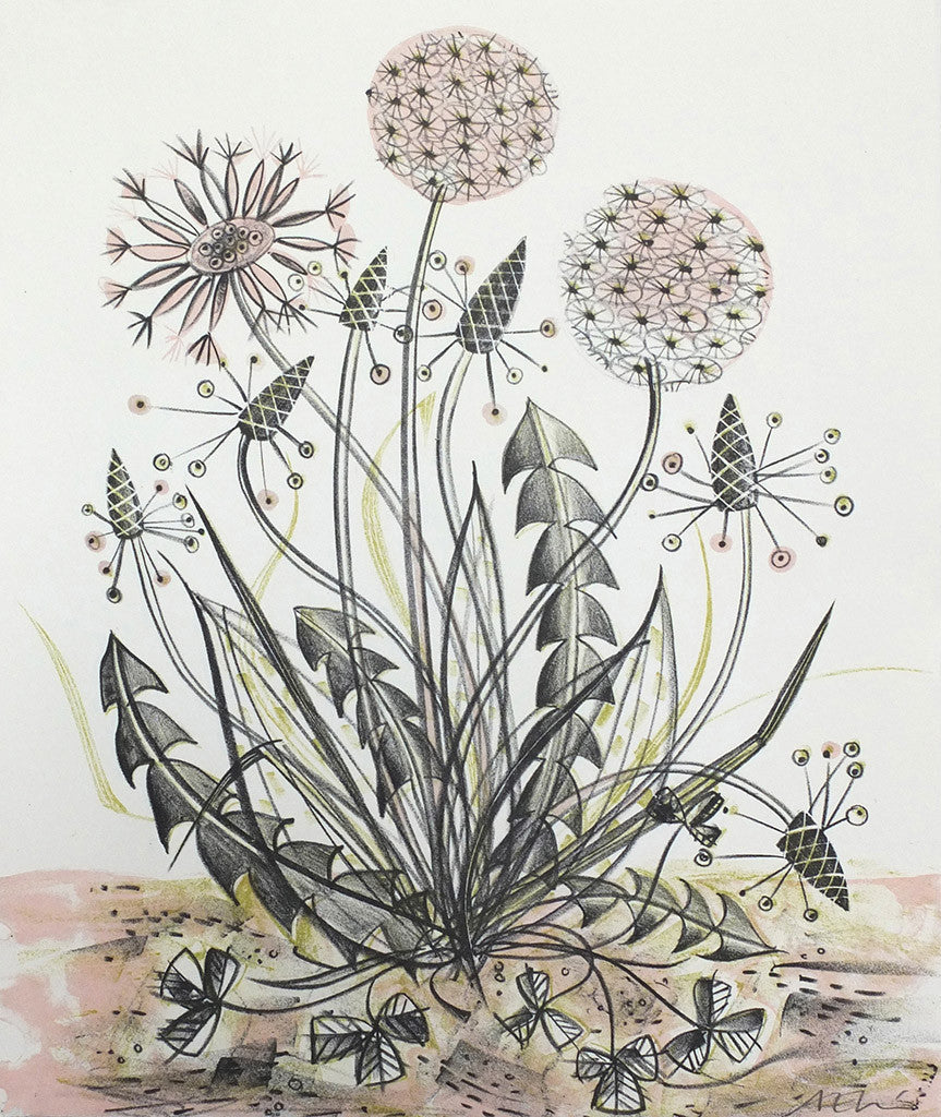 By The Track, lithograph by Angie Lewin