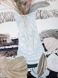 Campion and Columbine Seedheads with Spey Feathers - Angie Lewin - printmaker and painter